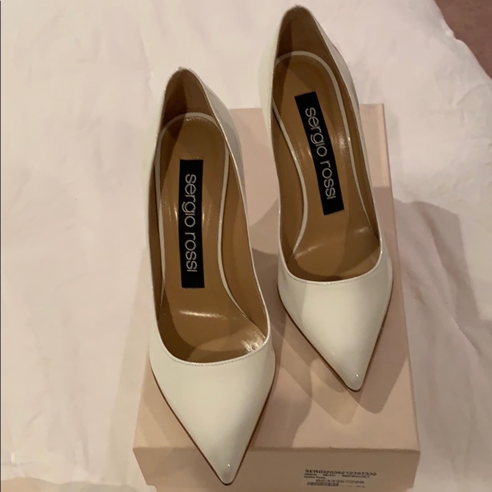 Sergio Rossi white patent pumps